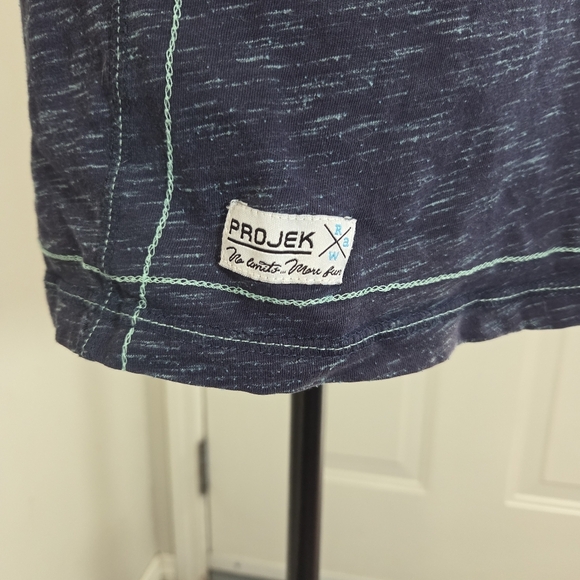 ⭐️Projek Mens Blue Henley Shirt Size Med - Picture 3 of 7